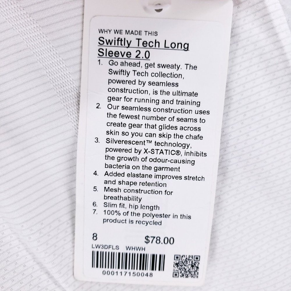 Nwt Lululemon White Swiftly Tech Long Sleeve Shir… - image 7
